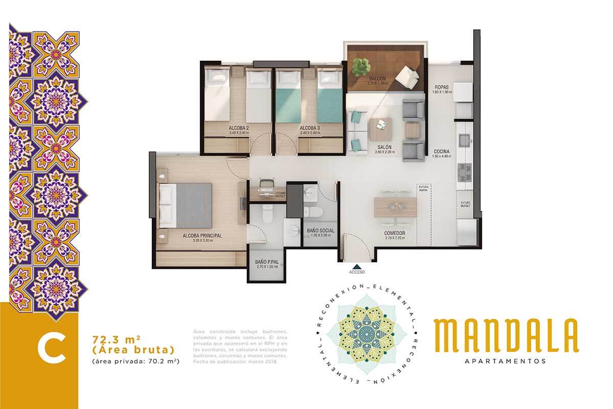 Planos apartamentos Tipo C en Mandala