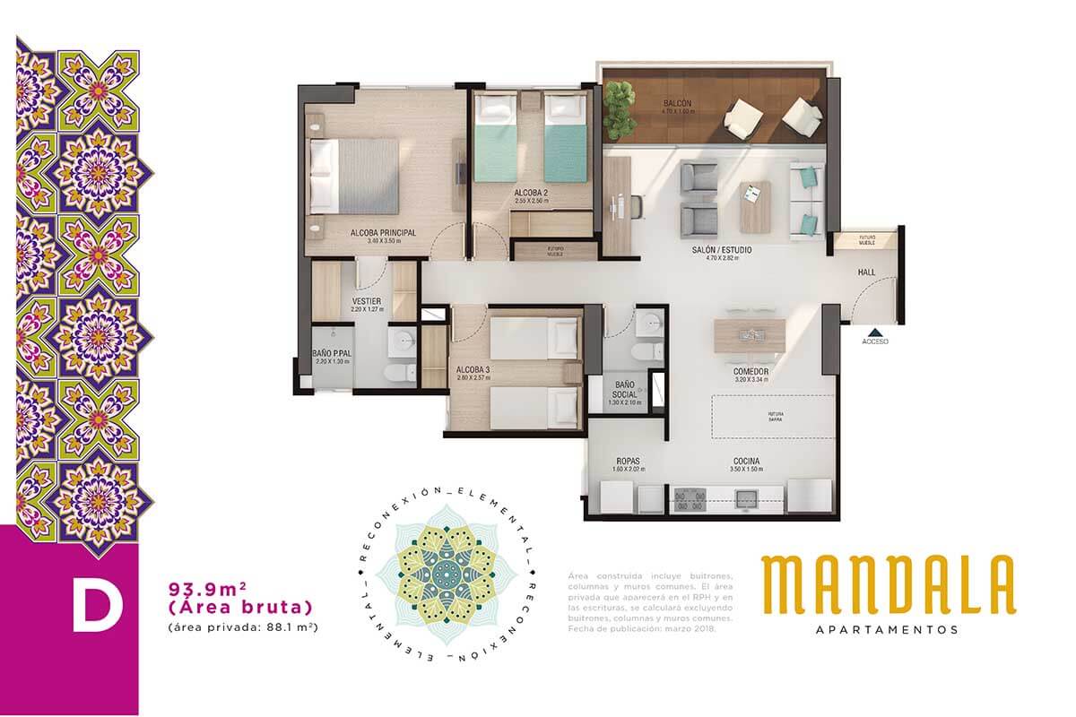 Planos apartamentos Tipo D en Mandala