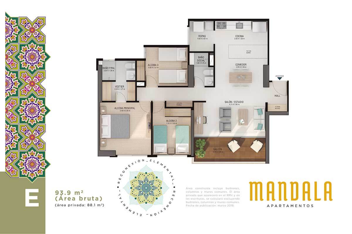 Planos apartamentos Tipo E en Mandala