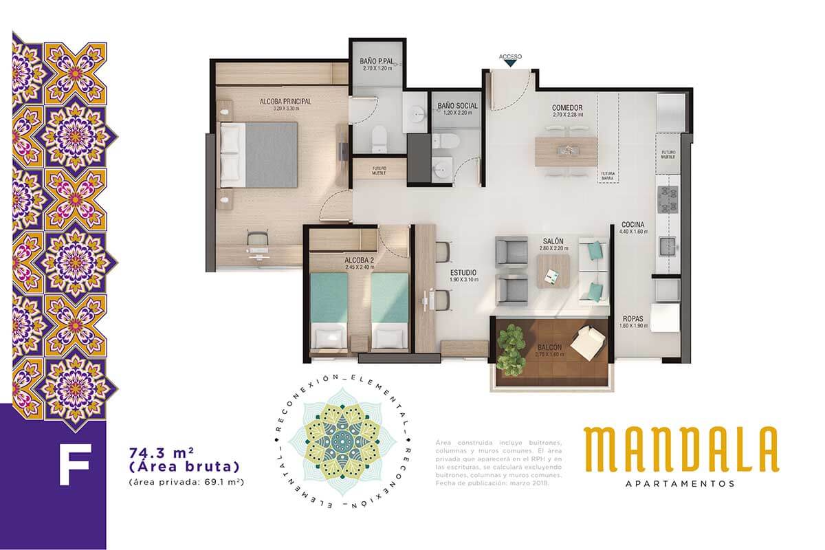 Planos apartamentos Tipo F en Mandala