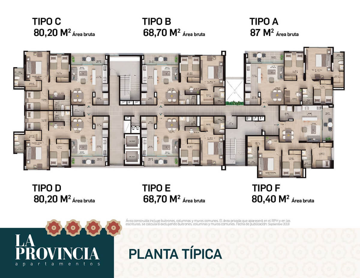 Vista planos planta típica apartamentos La Provincia