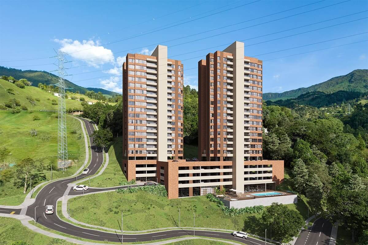 Vista exterior torres apartamentos Prana