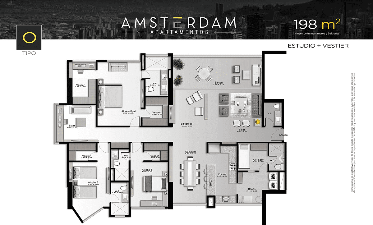 Vista planos apartamentos Tipo O3 Amsterdam