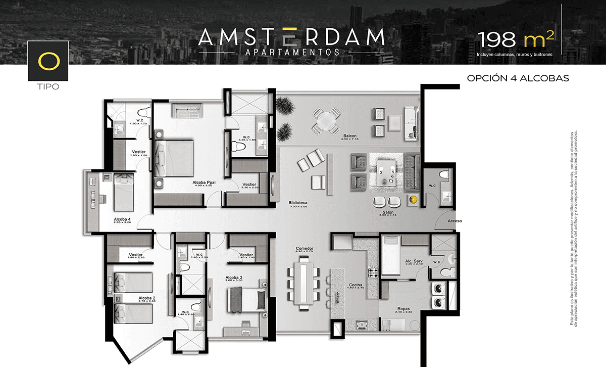Vista planos apartamentos Tipo O4 Amsterdam