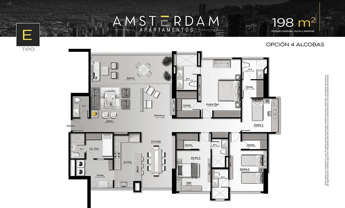Vista planos apartamentos Tipo E4 Amsterdam