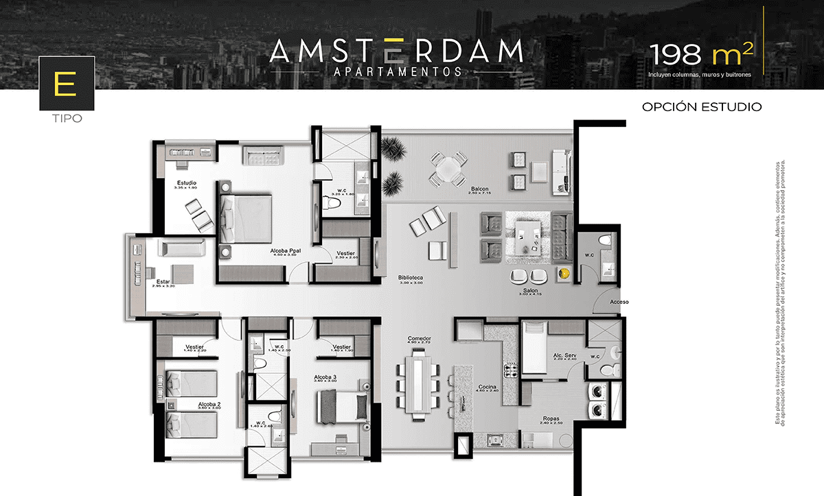 Vista planos apartamentos Tipo E5 Amsterdam