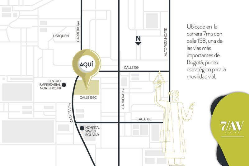 Vista planos ubicación apartamentos Séptima Avenida